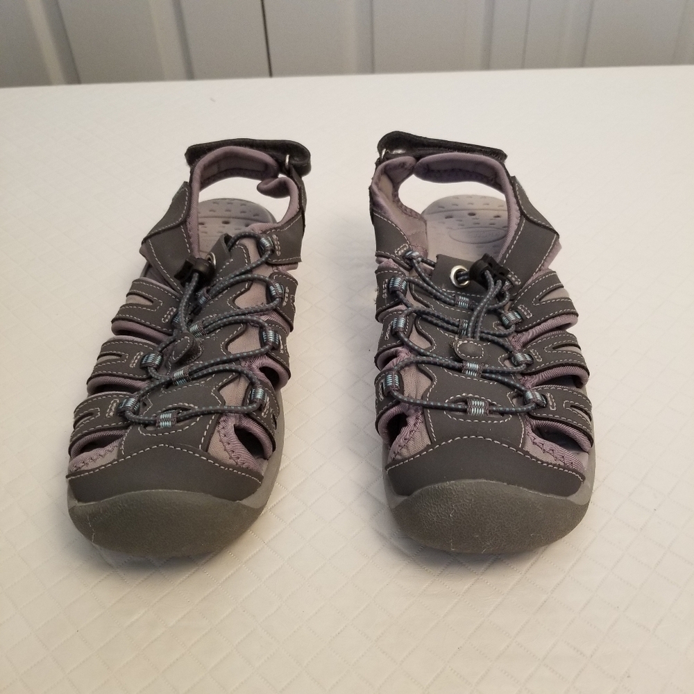 Khombu Crystal River Sandals Womens 6M Water Ready Comfort Hook Loop Hiking Gray